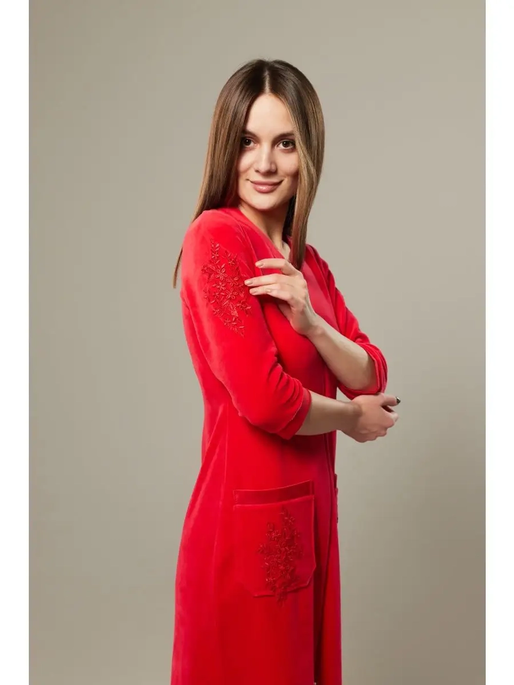 Халат велюровый на молнии