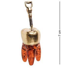 Народные промыслы AM-2761 Фигурка «Зуб» (латунь, янтарь)