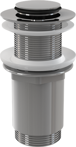 Водослив A394 для умывальника click/clack 5/4", цельнометаллический с малой заглушкой для умывальников без перелива, для пластиковых и стеклянных умыв