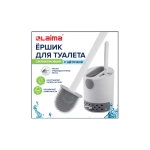 Ершик для унитаза силиконовый (плоский) + щеточка, напольный / настенное крепление, LAIMA, 700561