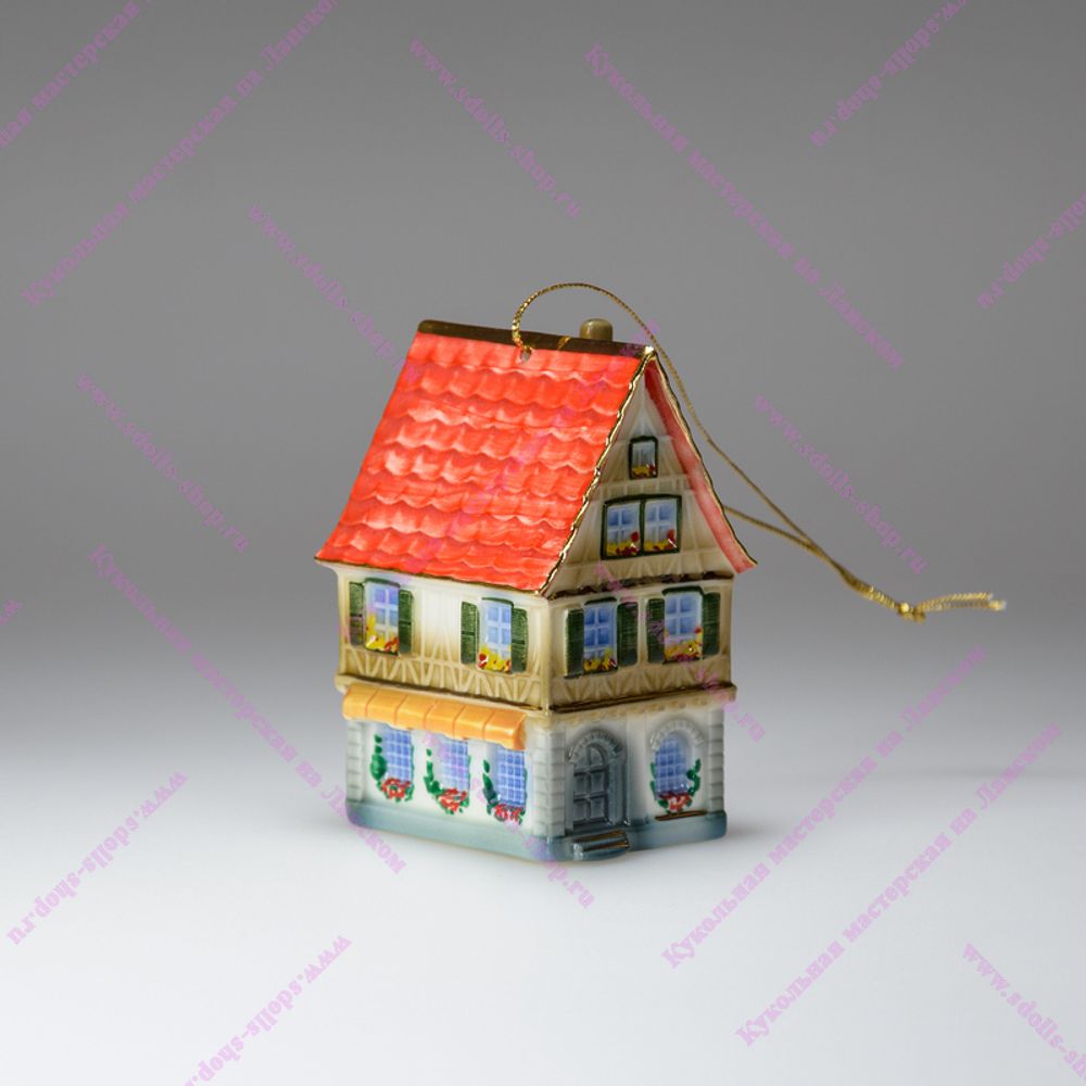Фарфоровая елочная игрушка "Французский домик"