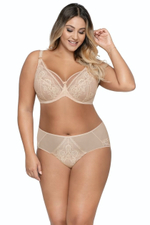 Трусы-слипы из кружева и сетки (Размер: XXXL) (Цвет: телесный)