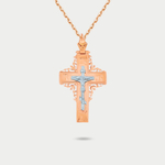 Православный крест из розового золота 585 пробы без вставки для женщин (арт. К-2022)