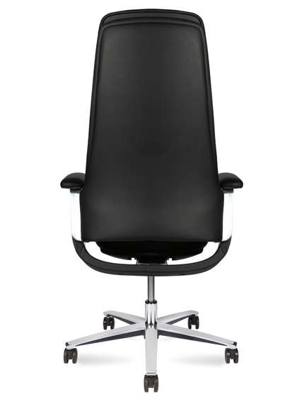 Кресло офисное Норден / Йорк / York / черная кожа / алюминевая база