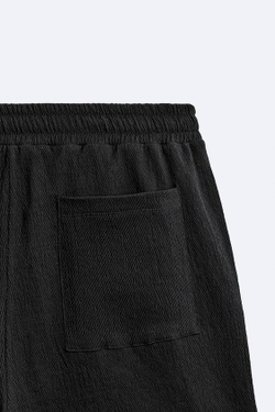 ZARA ШОРТЫ ИЗ РЕЛЬЕФНОЙ ТКАНИ, ЧЕРНЫЙ