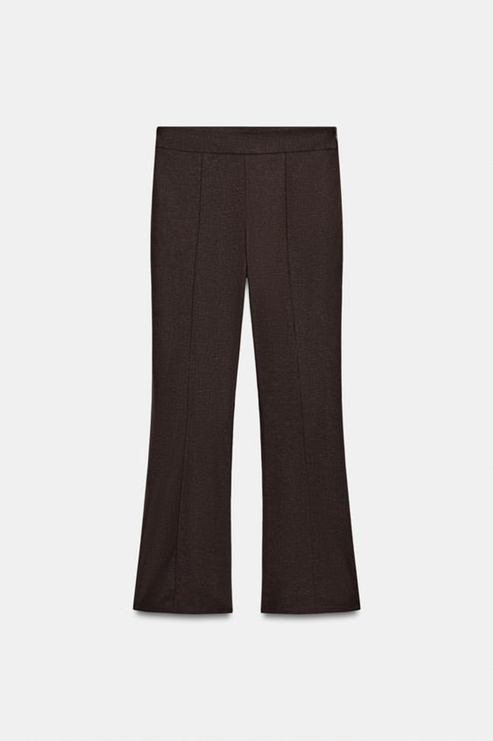 ZARA БРЮКИ МИНИ FLARE ИЗ ЛЬНА, ТЕМНО-КОРИЧНЕВЫЙ