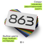 Номер на дверь 863, табличка на дверь для офиса, квартиры, кабинета, аудитории, склада, белая 120х70 мм, Айдентика Технолоджи