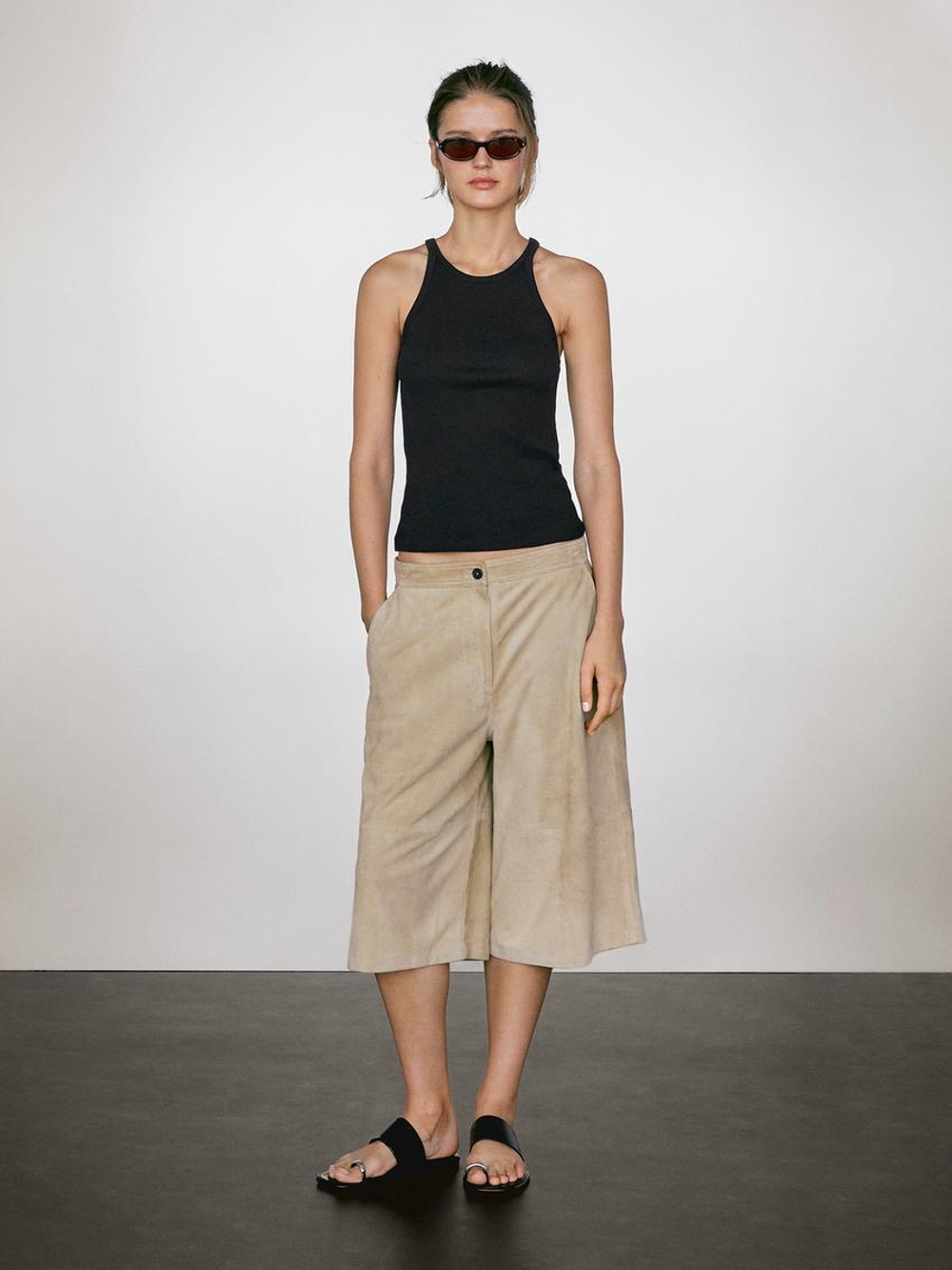 Massimo Dutti Топ из 100% хлопка на бретелях, черный