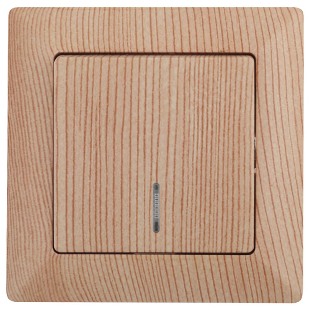 Выключатель Intro Solo 4-102-11 одноклавишный с подсветкой, 10А-250В, IP20, СУ, сосна | Intro Solo