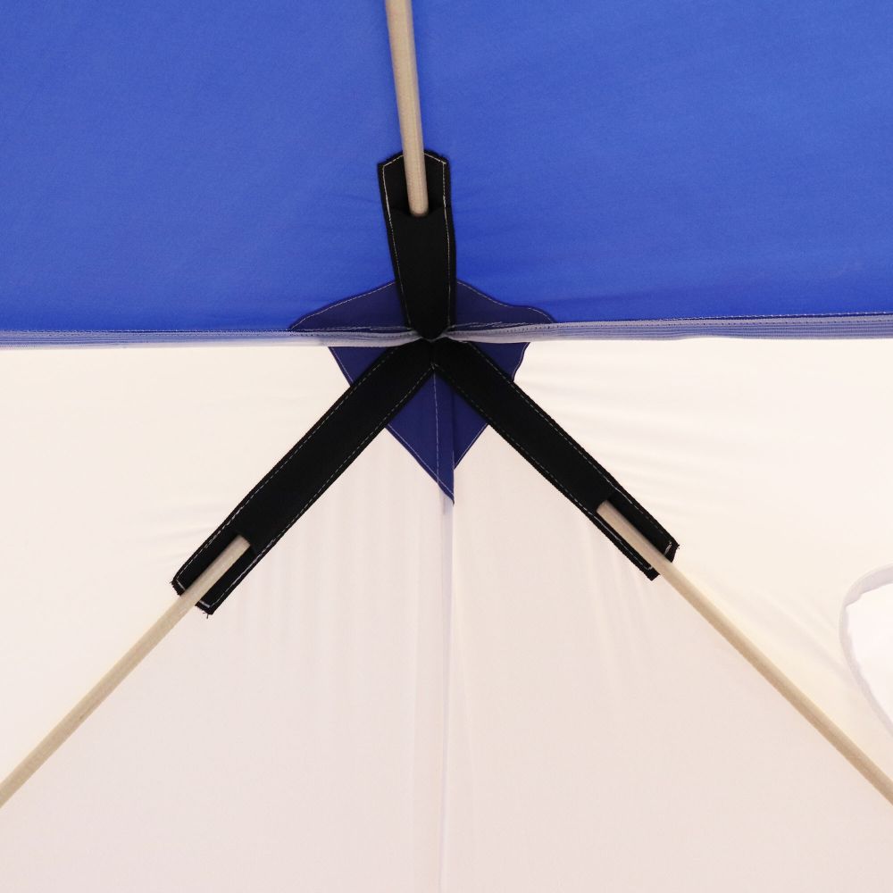 Палатка зимняя куб СЛЕДОПЫТ 1,8 х1,8 м, Oxford 240D PU 1000, S по полу 3,2  кв.м,цв. синий/белый