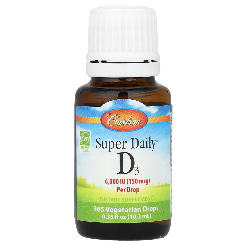 Carlson, Super Daily® D3, 150 мкг (6000 МЕ), 10,3 мл (0,35 жидк. Унции)