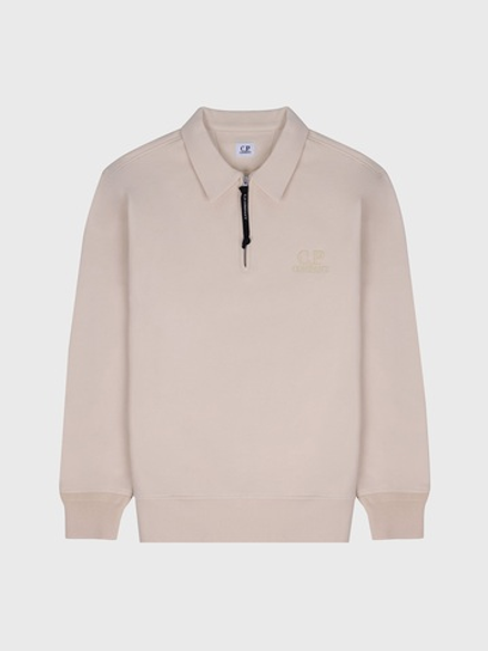 Свитшот на молнии C.P. Company Logo Diagonal Raised Fleece Half Zip Pistachio Shell - Beige