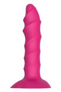 Розовый ребристый анальный фаллоимитатор Twisted Plug With Suction Cup - 17 см.