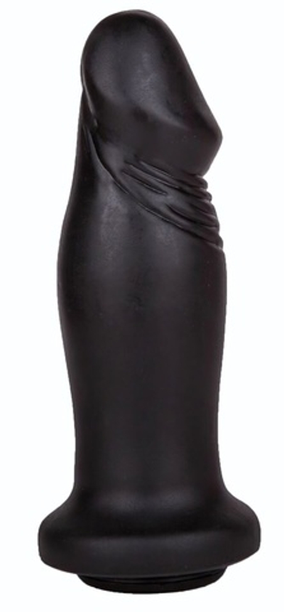 Чёрный анальный фаллоимитатор с ограничительным основанием - 14 см. (Цвет: черный)