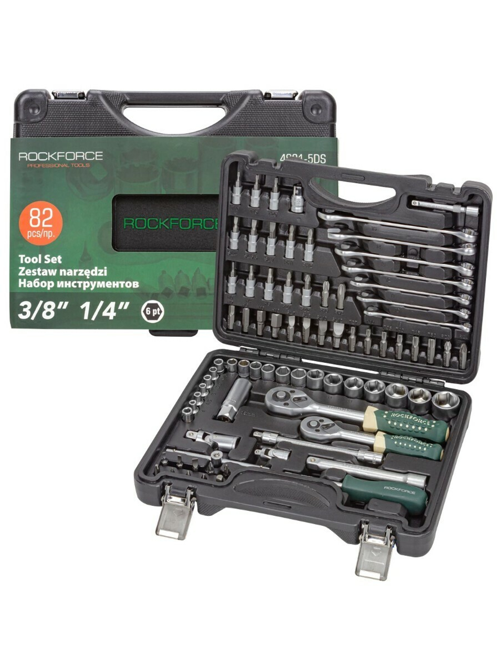 Набор инструментов 82 пр. 1/4''3/8''(6гр.)(4-22мм) RockForce##Rock FORCE RF-4821-5DS-м