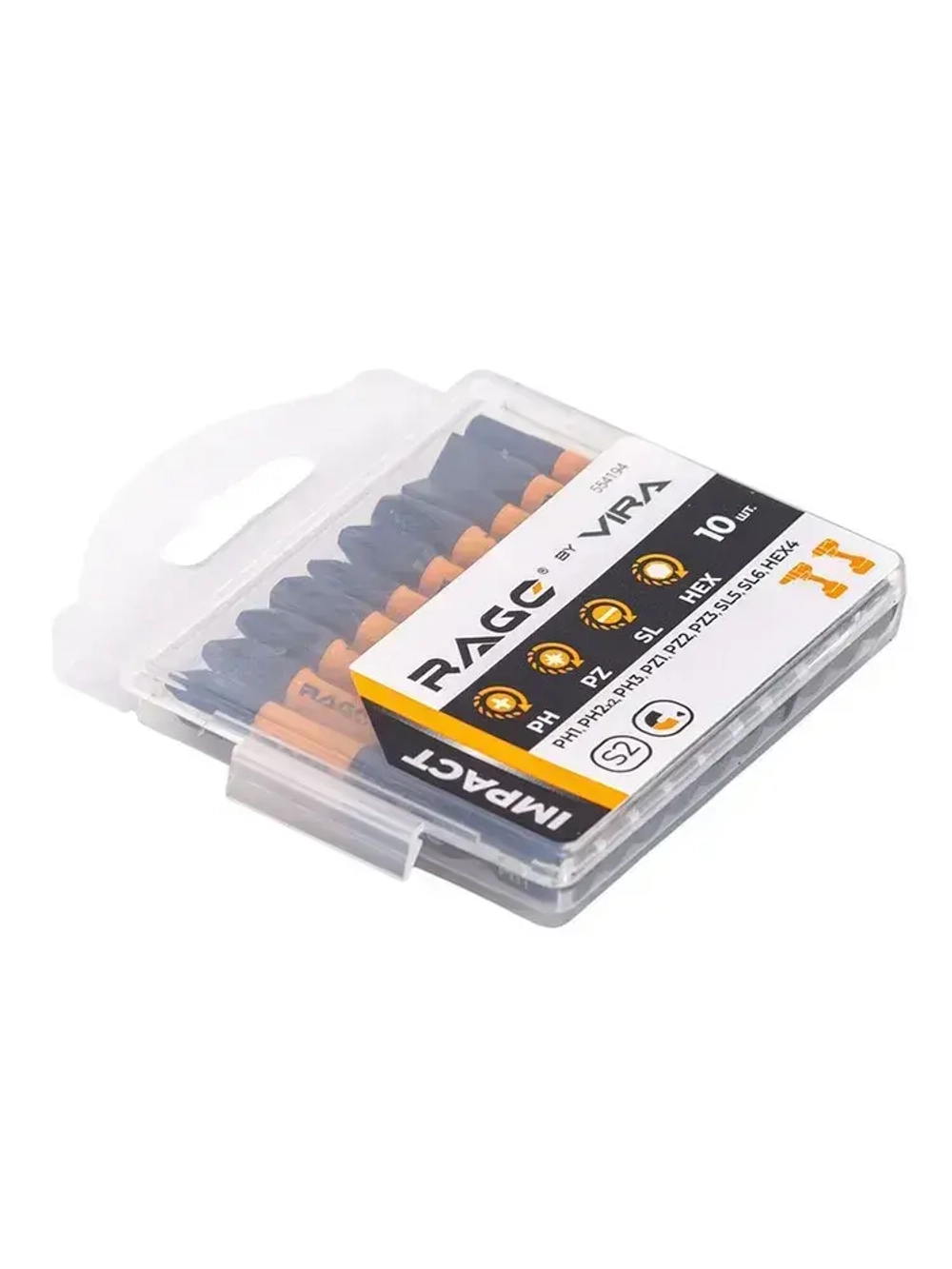 Набор бит торсионных IMPACT S2 PH PZ SL HEX x 50 мм 10 шт RAGE by VIRA