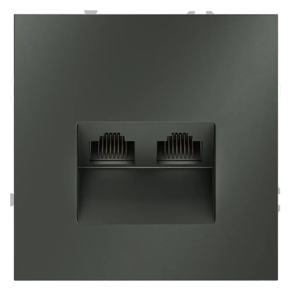 Розетка компьютерная встраиваемая VOLTUM S70 двойная RJ45+RJ45 кат.6, (титан)