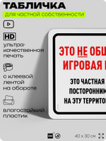 Табличка для частной территории "Это не общественная игровая площадка", на дом, для участка, организаций и частных территорий, предупреждающая, 40х30 см, Silver Plane x Айдентика Технолоджи