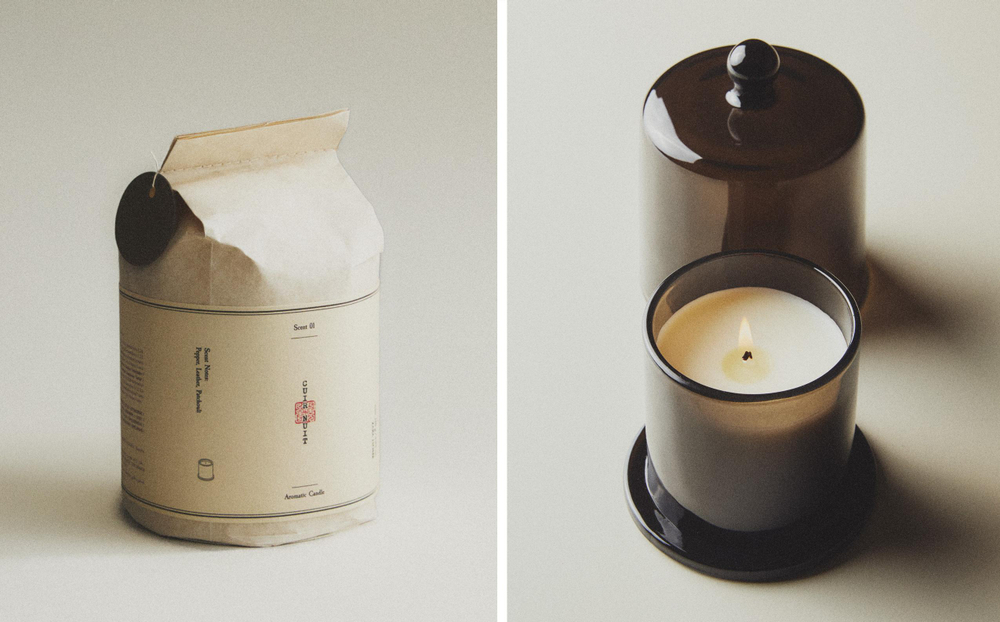 Zara Home Свеча ароматическая Cuir Nuit 140 г, растительный воск, аромат восточный древесный, Коричневый