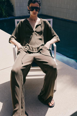 ZARA СВОБОДНЫЕ БРЮКИ ZW COLLECTION, СЕРЫЙ