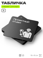 Табличка Проектный отдел, на дверь и стену, информационная и навигационная, серия CONCEPT, 18х18 см, пластиковая, Айдентика Технолоджи