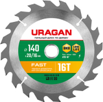 URAGAN Fast, 140 x 20/16 мм, 16Т, пильный диск по дереву (36800-140-20-16)