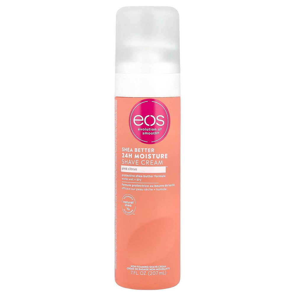 EOS, Shea Better ™, увлажняющий крем для бритья на 24 часа, розовый цитрус, 207 мл (7 жидк. Унций)