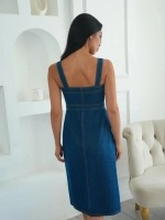 Платье сарафан джинсовый с открытыми плечами летний