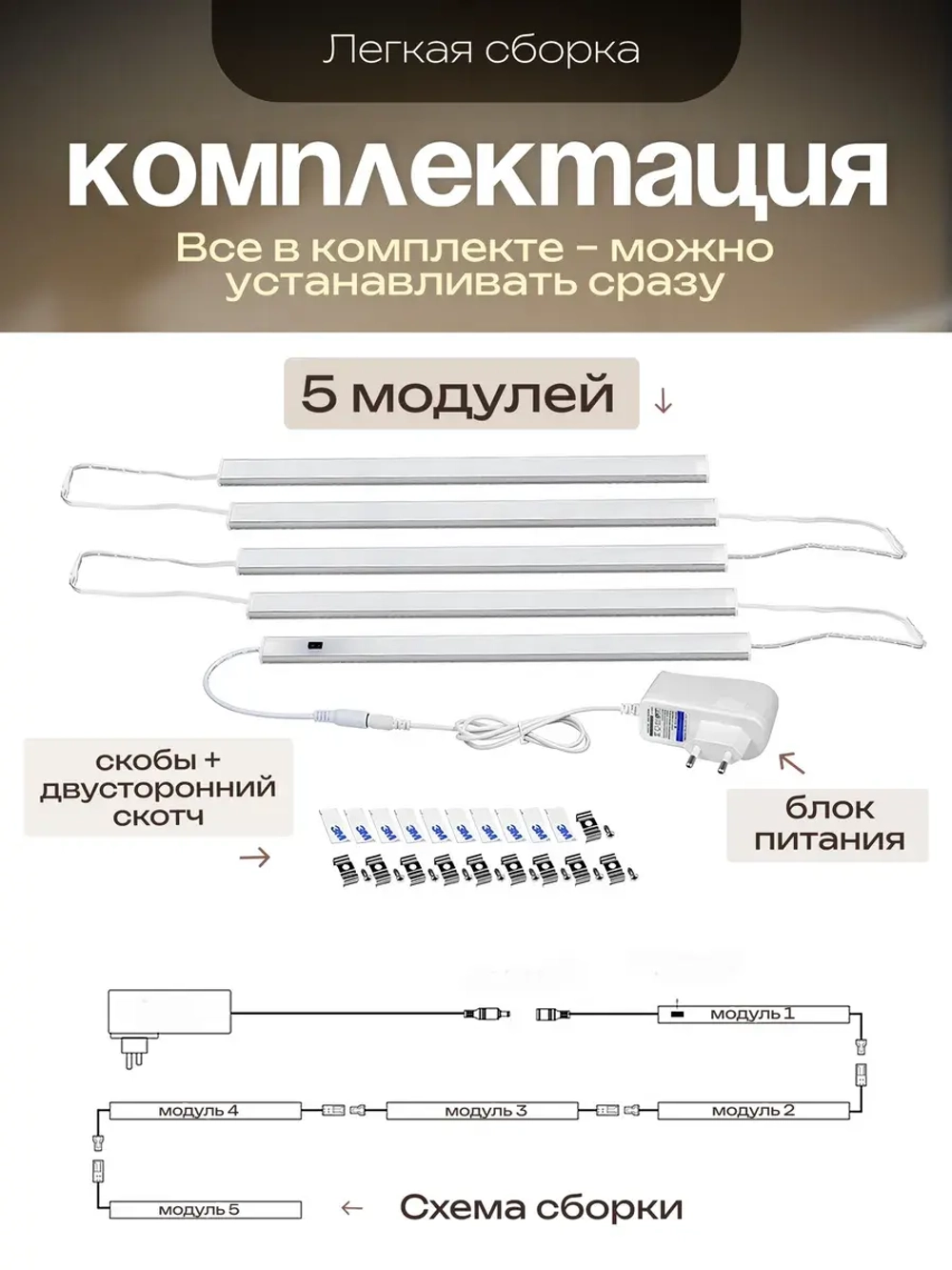 Светильник светодиодный линейный подсветка для кухни