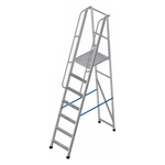 Лестница-платформа фиксированной высоты алюминиевая MEGAL ЛПФВА Н=1.5-6 с широкими ступенями