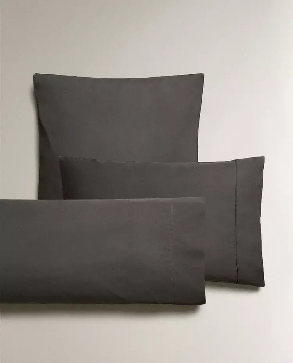 ZARA HOME (300 НИТЕЙ) НАВОЛОЧКА ИЗ ХЛОПКА ПЕРКАЛЬ, СЕРЫЙ