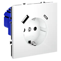 Розетка встраиваемая VOLTUM S70 с заземлением и защитными шторками, 16А, с USB, A+С, (белый матовый)