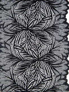 1079 Кружево эластичное 19 см, Италия, мандала, черный