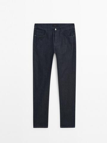 Massimo Dutti Зауженные джинсы с эффектом потертости, индиго