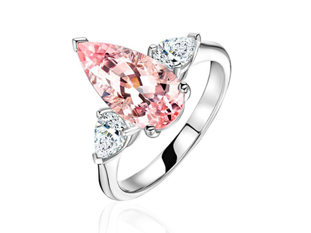 Кольцо с морганитом и бриллиантами огранки "Груша"