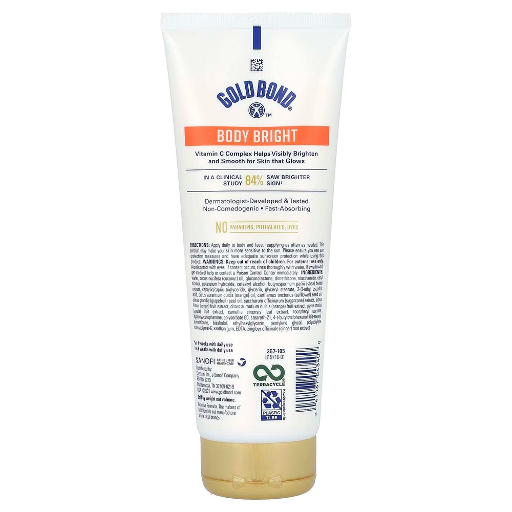 Gold Bond, Body Bright, ежедневный лосьон для тела и лица, для нормальной и сухой кожи, 226 г (8 унций)