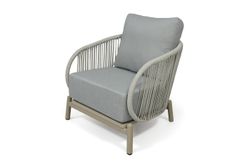 "Прато" кресло из искусственного ротанга, цвет светло-серый, каркас под дерево (холодно-бежевый)