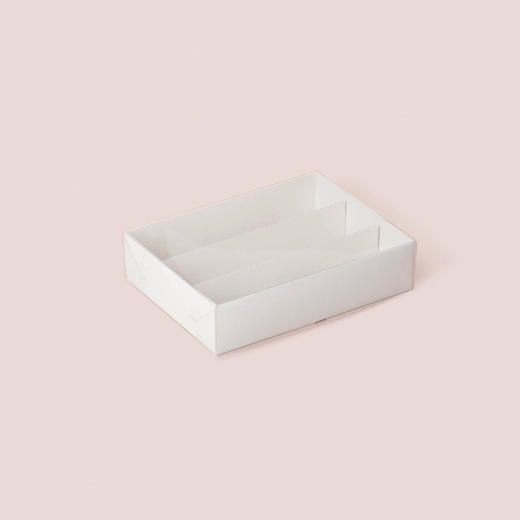 Коробка для макаронс в 3 ряда с пластиковой крышкой 227*169*55 мм