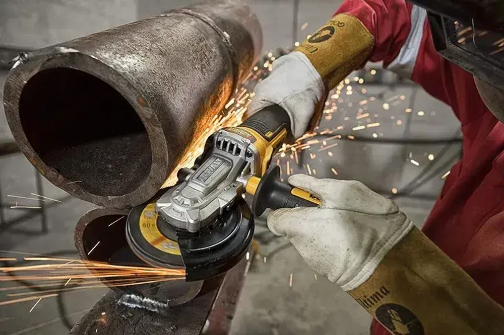 Угловая шлифовальная машина DEWALT DCG405FN XR 125 мм 18 В, бесщеточная, литиевая, промышленная, специальная, полирующая, плоская головка, голый инструмент