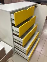 Комод 5 ящиков со штангой и дверкой МДФ белый/нарцисс
