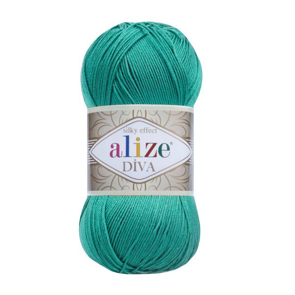 Пряжа Alize (Ализе) Diva / уп.5 мот. по 100 г, 350м, 610 изумруд А