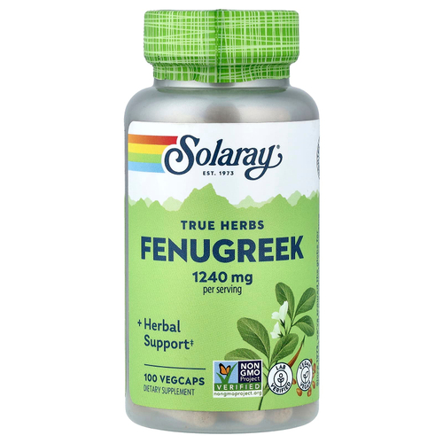Solaray, True Herbs, пажитник, 100 растительных капсул (620 мг на капсулу)