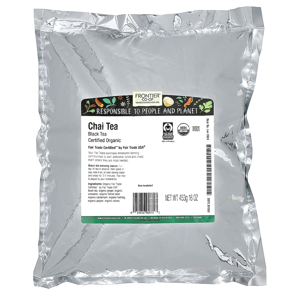 Frontier Co-op, органический чай чая, закупленный с учетом принципов справедливой торговли, 453 г (16 унций)