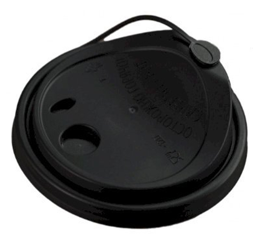 Крышка с клапаном для стакана, диаметр 90 мм, полипропилен, черная, 50 штук