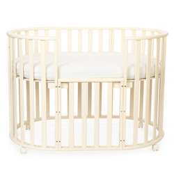 Кроватка-трансформер овальная Vikalex Лоди маятник на колёсах венге