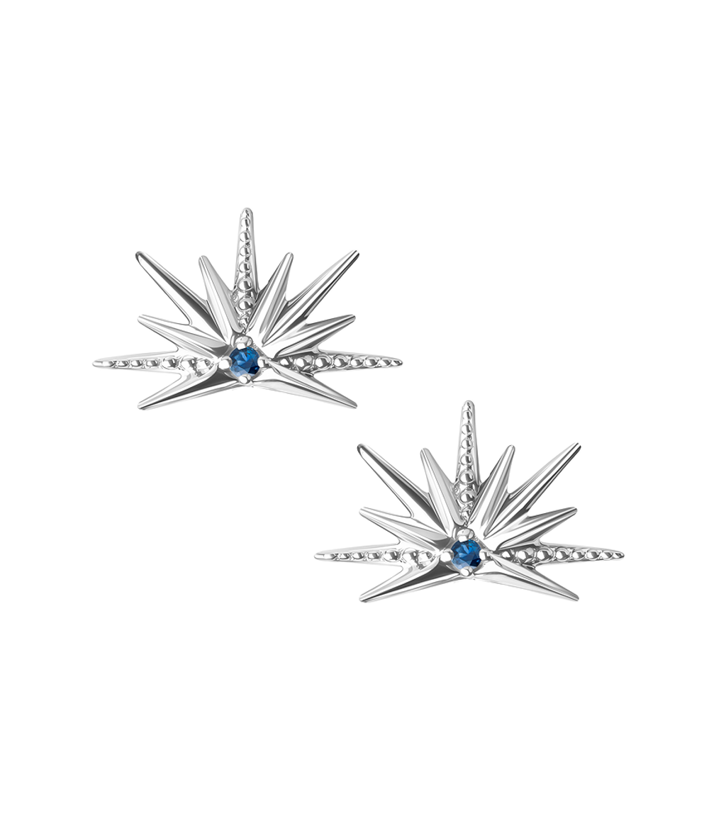 Серьги из серебра со вставками из выращенного сапфира