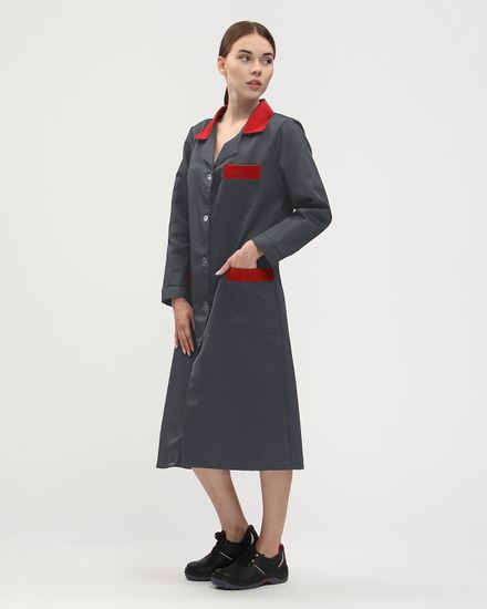 Халат женский "Технолог" (т.серый/красный)