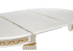 Деревянный стол Лорд 110(160)х110х79 молочный с золотой патиной