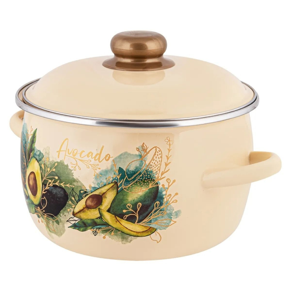 Кастрюля сталь, эмал, 4 л, крышка сталь, Appetite, Avocado, 1MC201P