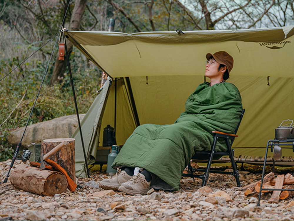 Спальный мешок Naturehike F150, хаки (NH22MSD05), молния справа